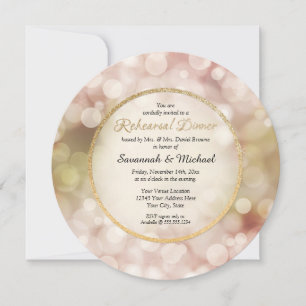 Bokeh Twinkle Sparkle Gold Rehearsal Invitation