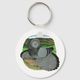 Bokhara Trumpeter Pigeon Blue Keychain