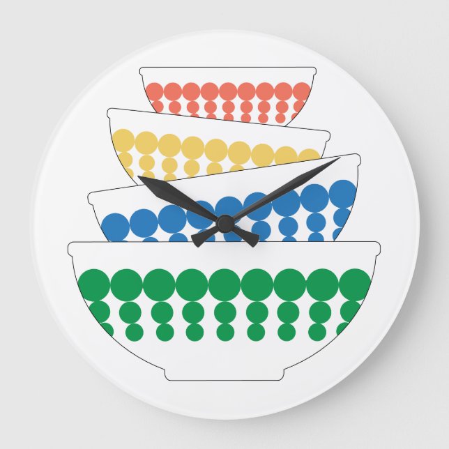 Bol Pyrex inspiré Mid Century Wall Horloge (Recto)