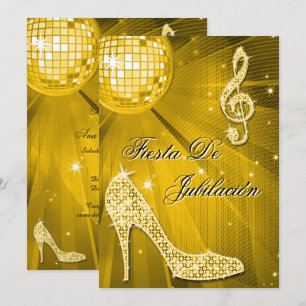 Bola de discoteca, tacones brillantes Jubilación Invitation