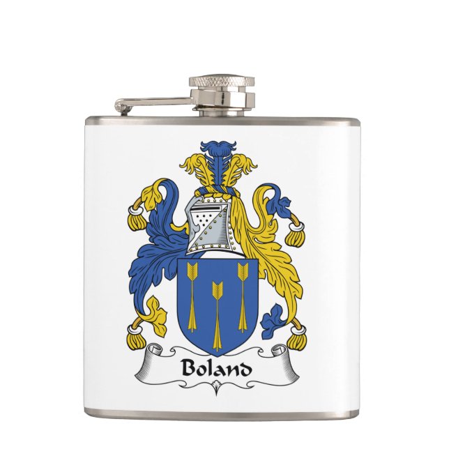 Boland Family Crest Hip Flask (Front)