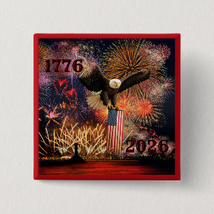 Bold 1776 - 2026 America's 250th Anniversary 2 Inch Square Button