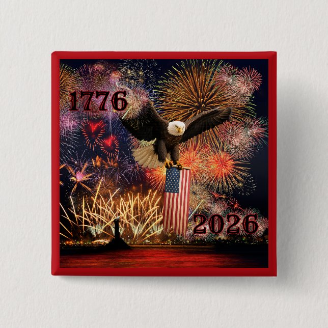 Bold 1776 - 2026 America's 250th Anniversary 2 Inch Square Button (Front)