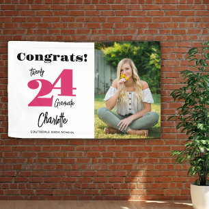 Bold 2023 Pink Congrats Graduate Photo Banner