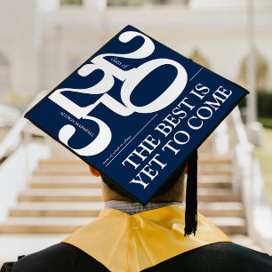 Bold 2025 Elegant Blue Graduation Cap Topper