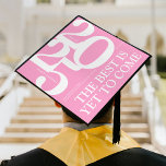 Bold 2025 Pretty Pink Graduation Cap Topper<br><div class="desc">Celebrate your graduation with this personalized graduation cap topper! This one-of-a-kind topper displays a pretty pink background with bold typography for the 2025 class year, the graduate's name, and school name. To top it off, we've included an inspirational saying, 'The best is yet to come, ' to remind you of...</div>