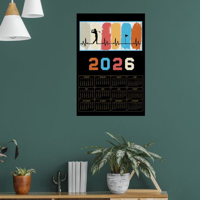 Bold 2026 Golf Calendar  Poster (Living Room 1)