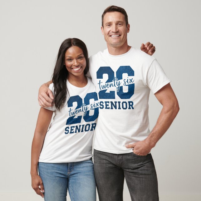 Bold “26 Senior” Blue Typography Design T-Shirt (Unisex)