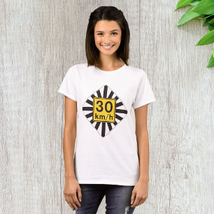 Bold 30 kmh Speed Limit Sunburst Traffic Sign T-Shirt