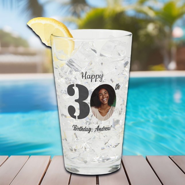 Bold 30th Birthday Photo Glass (Creator Uploaded)