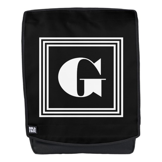 Bold 3 Frame Monogram | Black & White Backpack (Front)