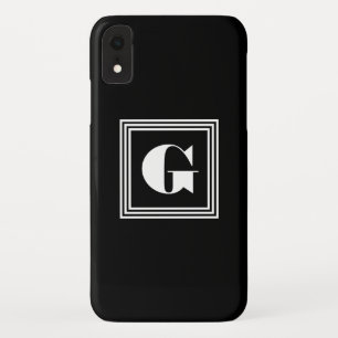 Bold 3 Frame Monogram   Black & White iPhone XR Case