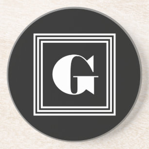 Bold 3 Frame Monogram Black & White Coaster