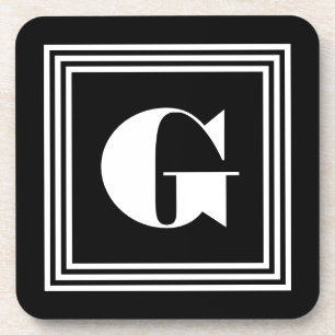 Bold 3 Frame Monogram Black & White Coaster