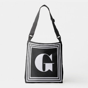 Bold 3 Frame Monogram   Black & White Crossbody Bag