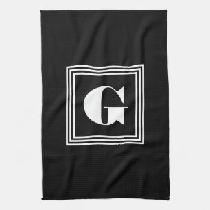 Bold 3 Frame Monogram   Black & White Kitchen Towel