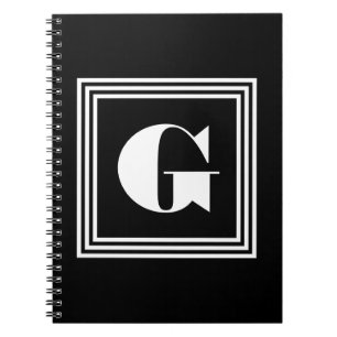Bold 3 Frame Monogram   Black & White Notebook