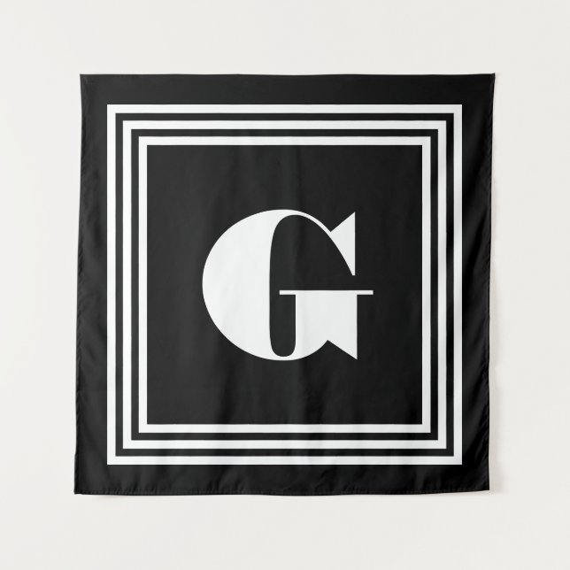 Bold 3 Frame Monogram | Black & White Tapestry (Front)