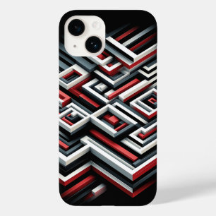 Bold 3D Geometric Maze Phone Case - Red, Black 