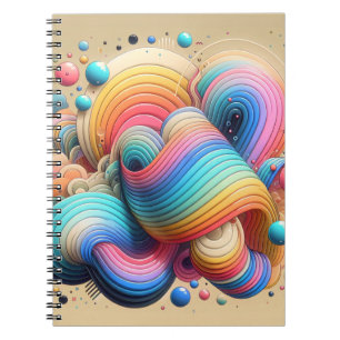 Bold 3D Rainbow Abstract Art Notebook