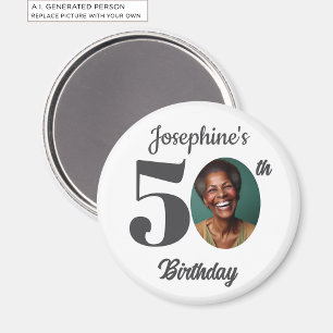 Bold 50th Birthday Party Photo Favor Magnet