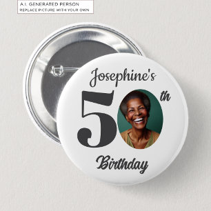 Bold 50th Birthday Party Photo Favour 2 Inch Round Button