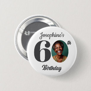 Bold 60th Birthday Party Photo Favor 2 Inch Round Button