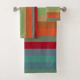 Bold 70s Fiesta Retro Stripe Pattern Bath Towel Set