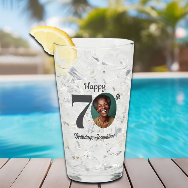 Bold 70th Birthday Photo Glass (Creator Uploaded)