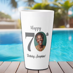 Bold 70th Birthday Photo Latte Mug