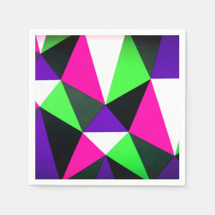 Bold 80s Colour Block Neon Green Pink Purple Napkin