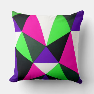 Bold 80s Colour Block Neon Green Pink Purple Throw Pillow
