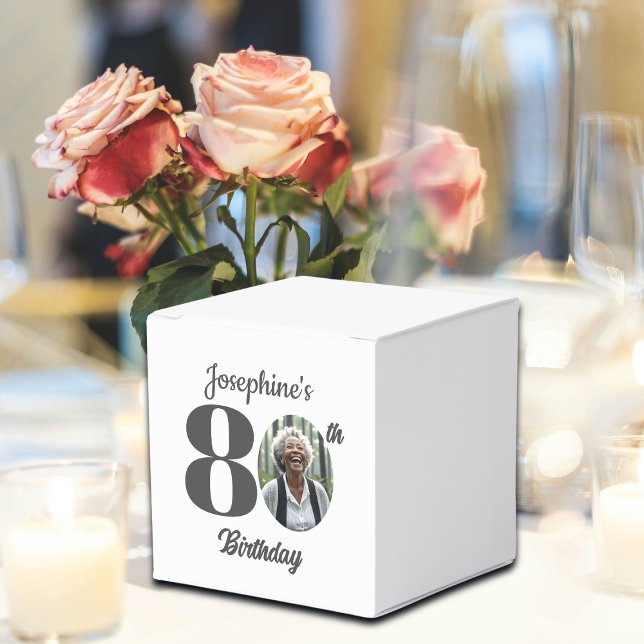 Bold 80th Birthday Party Photo  Favor Box (Creator Uploaded)