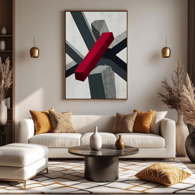 Bold Abstract 3D Red Black White Canvas Print (Creator Uploaded)