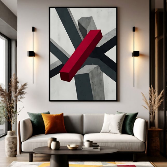 Bold Abstract 3D Red Black White Poster (Creator Uploaded)