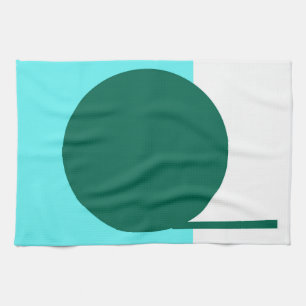 Bold Abstract Art Circle Turquoise Green White Kitchen Towel