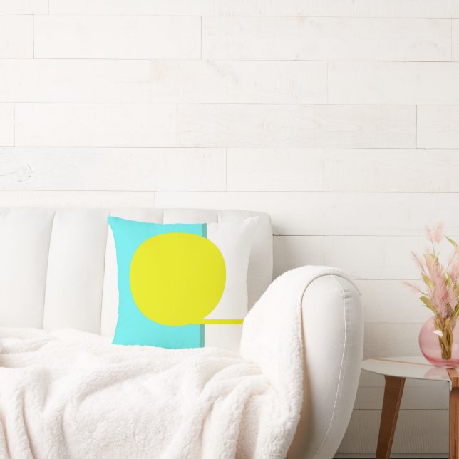 Bold Abstract Art Circle Turquoise Green Yellow Throw Pillow (Couch)