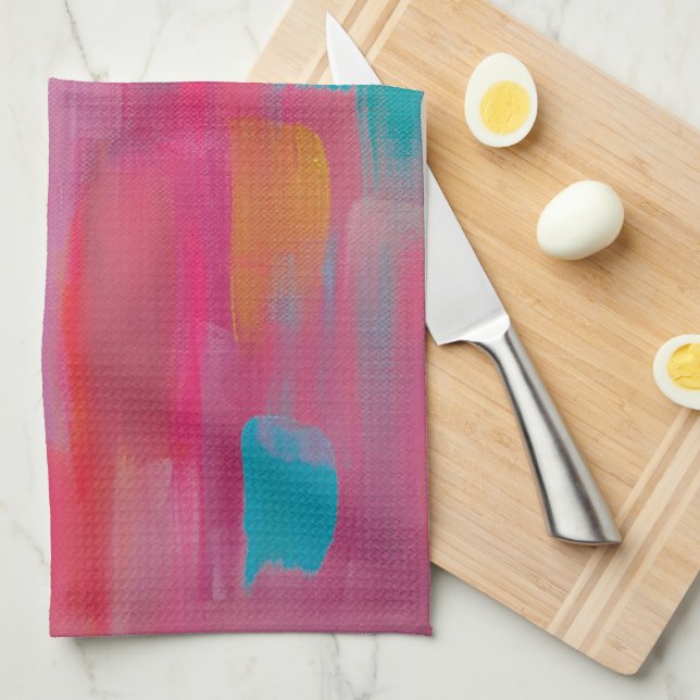 Bold Abstract Art in Pinks and Blues  Kitchen Towel (Quarter Fold)