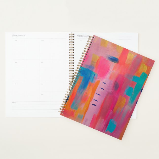 Bold Abstract Art in Pinks and Blues  Planner (Display)