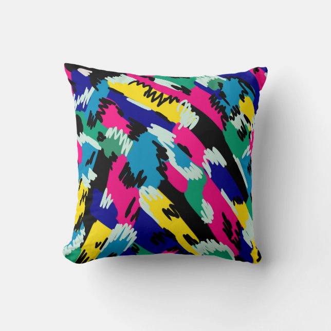 Bold Abstract Art in Primary Colours  Throw Pillow (Front)