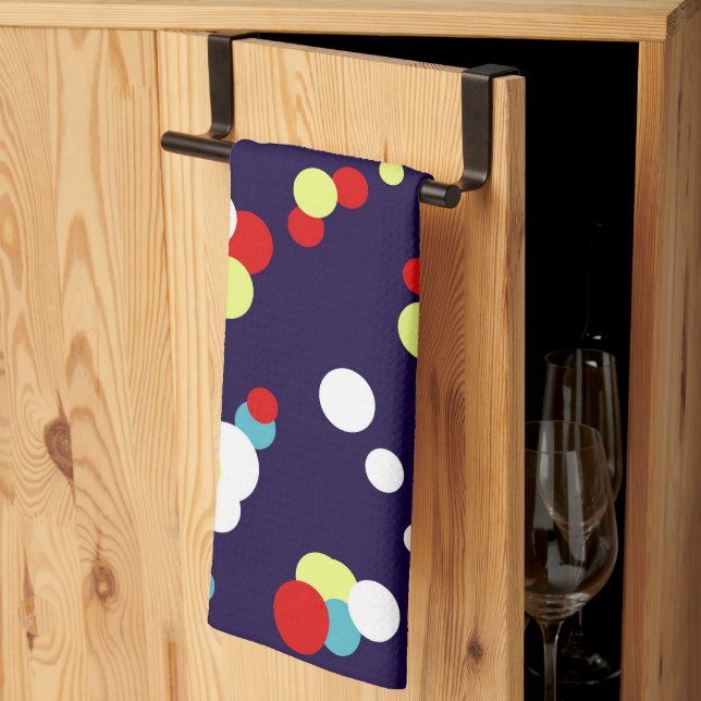 Bold Abstract Art Red Blue Yellow Circles Kitchen Towel (Thirds Fold)