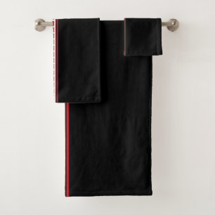 Bold Abstract Black White and Red Pattern Bath Towel Set