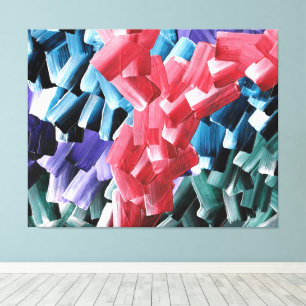 Bold Abstract Brush Strokes in Red and Blue Canvas Print