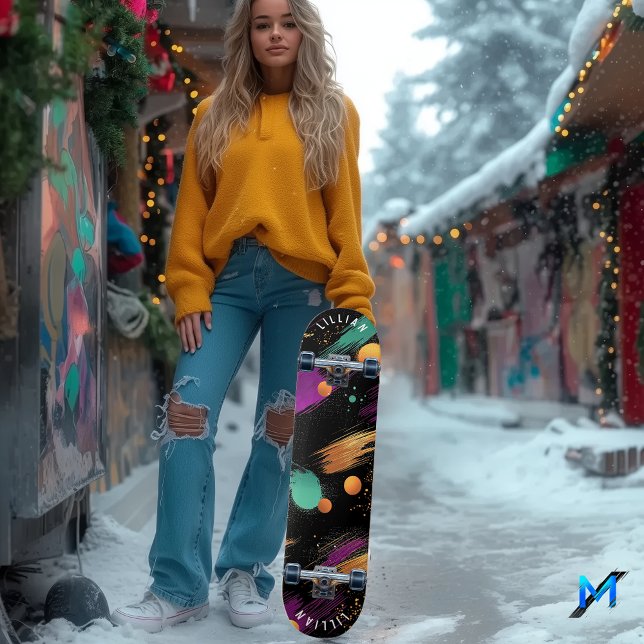 Bold Abstract Brushstroke with Contemporary Flair Skateboard (Creator Uploaded)