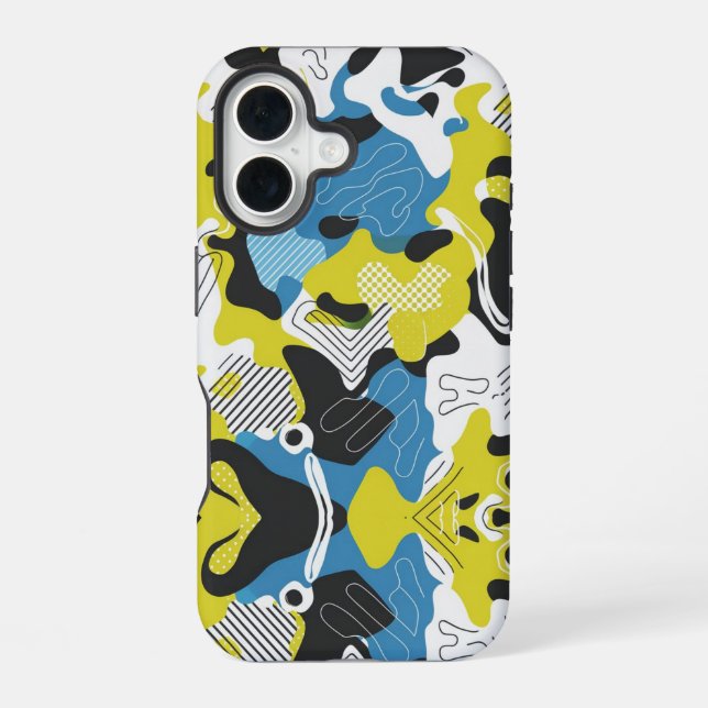 Bold Abstract Camo Pattern iPhone 16 Case (Back)