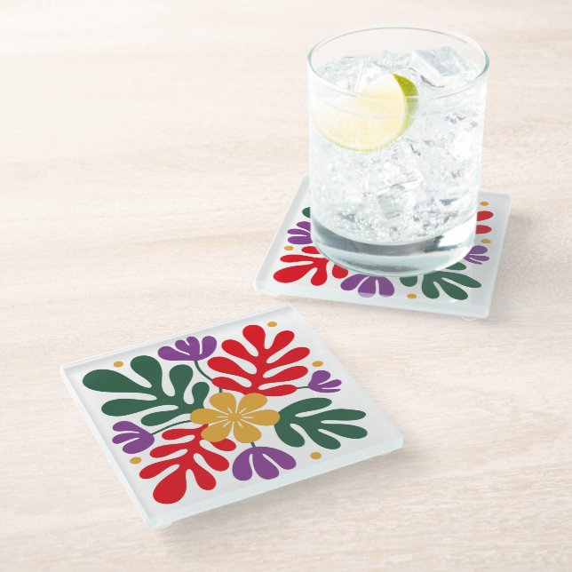 Bold Abstract Coaster Floral Matisse Style (Angled)