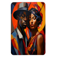 Bold Abstract Cubism Couple Portrait – Modern Art