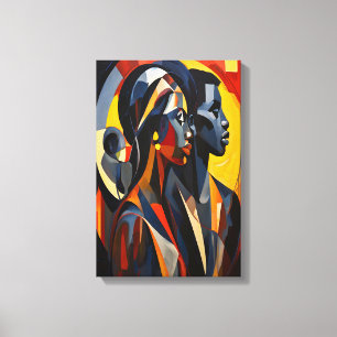 Bold Abstract Cubist Portrait Art Canvas Print