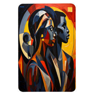 Bold Abstract Cubist Portrait Art Magnet