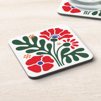 Bold Abstract Floral Coaster with Poppy Motif